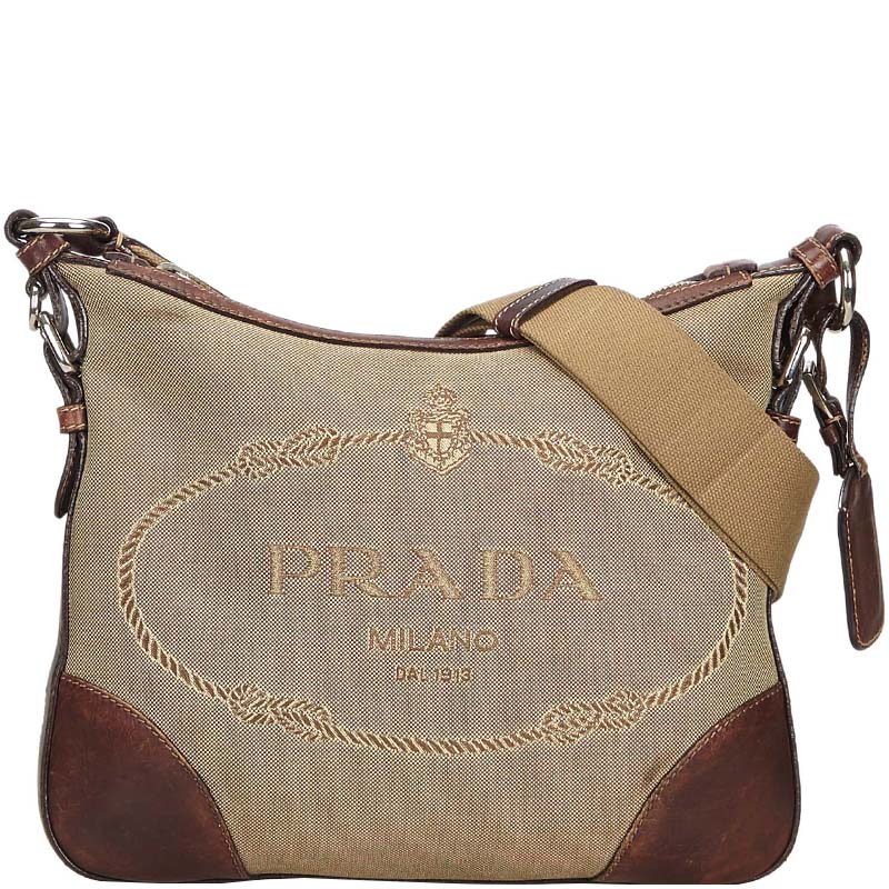 Prada Brown Canapa Canvas Crossbody Bag Tlc Prada Brown Canapa Canvas Crossbody Bag
