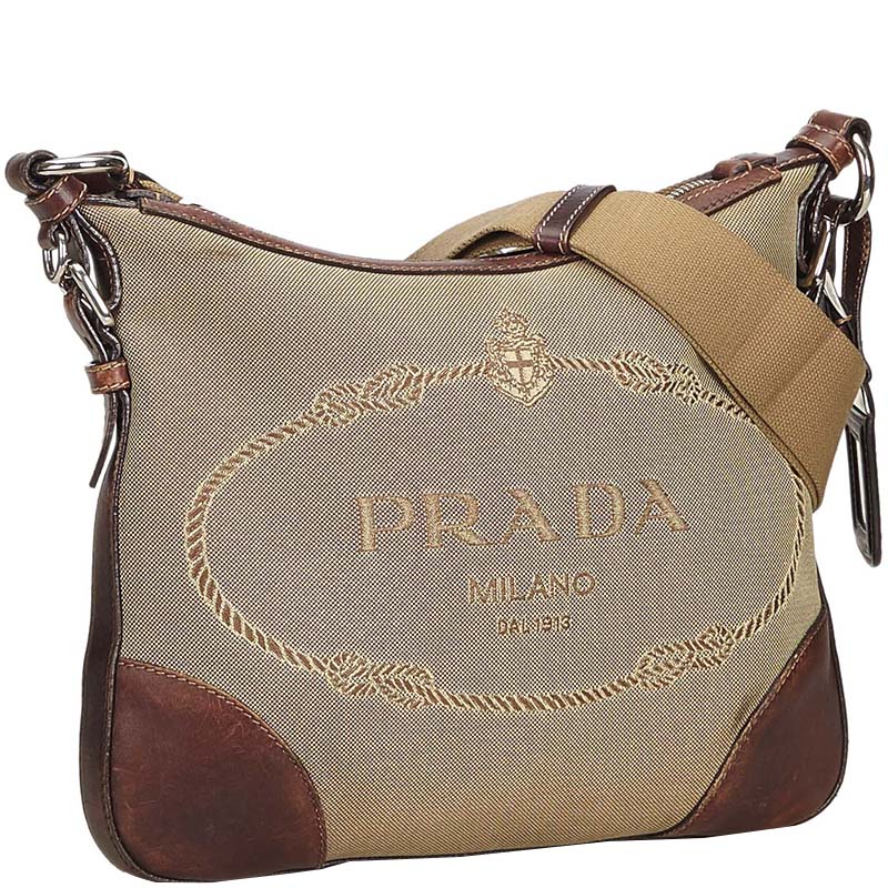 

Prada Brown Canapa Canvas Crossbody Bag