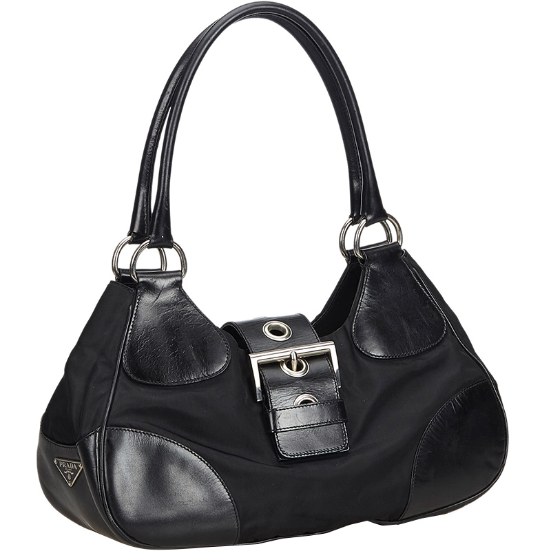 

Prada Black Nylon Leather Shoulder Bag