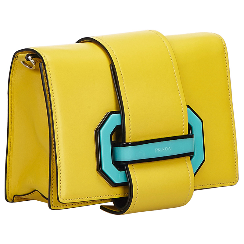 Prada Yellow Leather Plex Ribbon Flap Crossbody Bag Prada | TLC