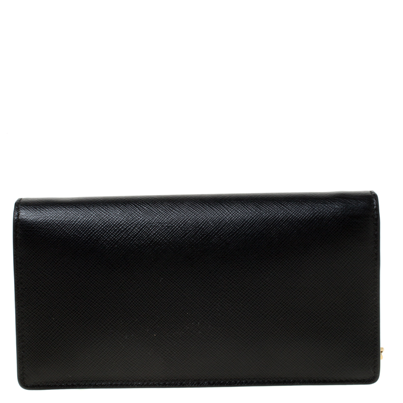 Prada Saffiano metal bar continental flap wallet – Shop Canela Vintage