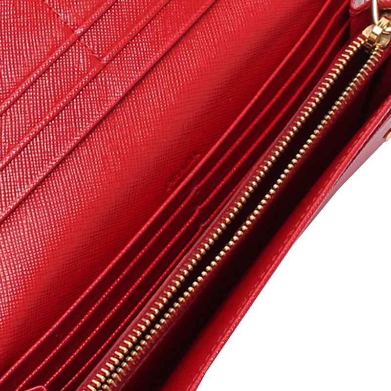 

Prada Red Saffiano Lux Leather Continental Wallet