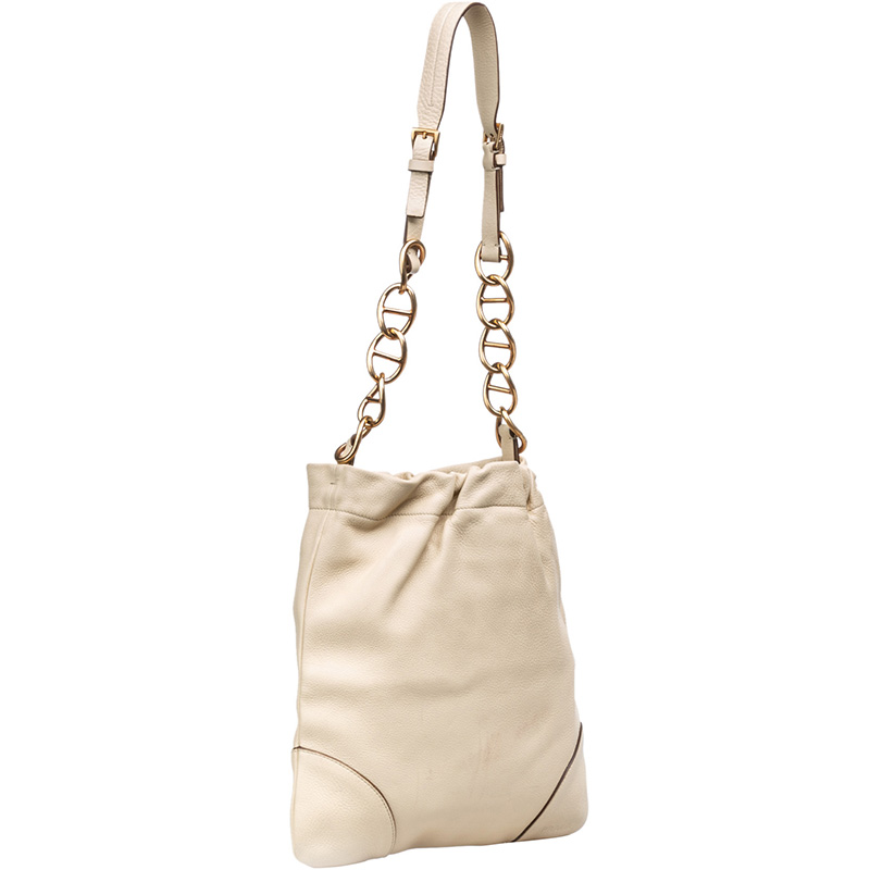 

Prada White Leather Shoulder Bag