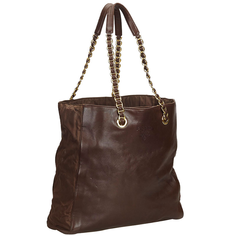 

Prada Dark Brown Leather Chain Shoulder Bag