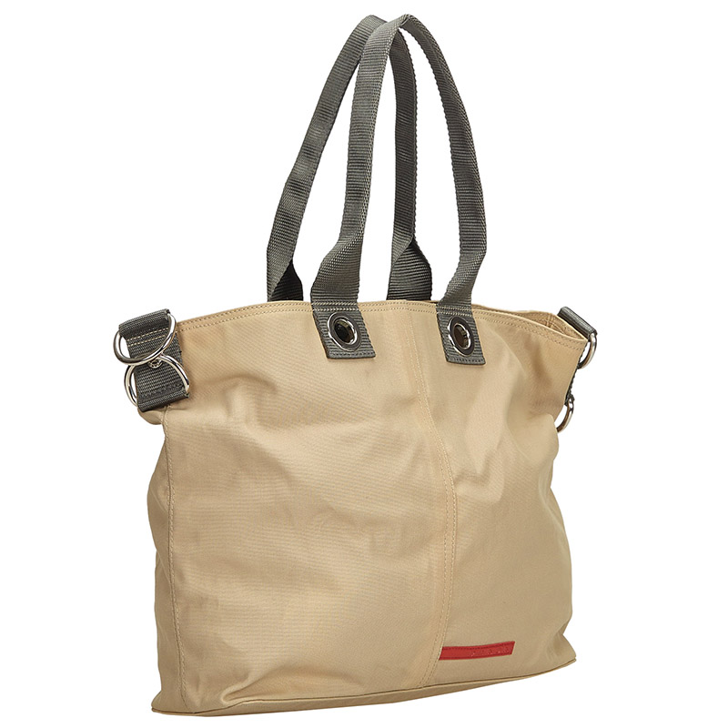 

Prada Beige/Gray Nylon Satchel Bag