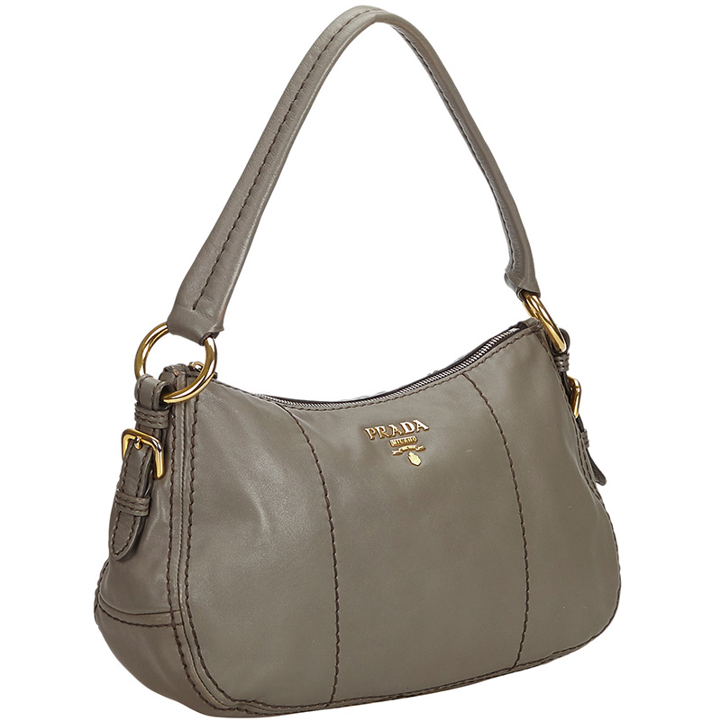 

Prada Gray Leather Shoulder Bag, Grey