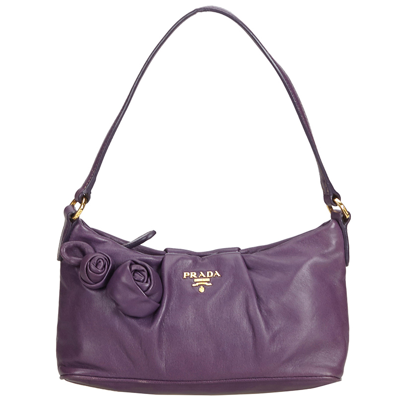Prada Purple Leather Baguette Bag