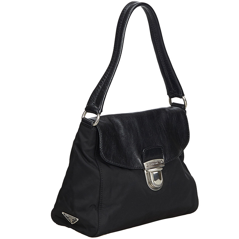 

Prada Black Nylon Leather Shoulder Bag