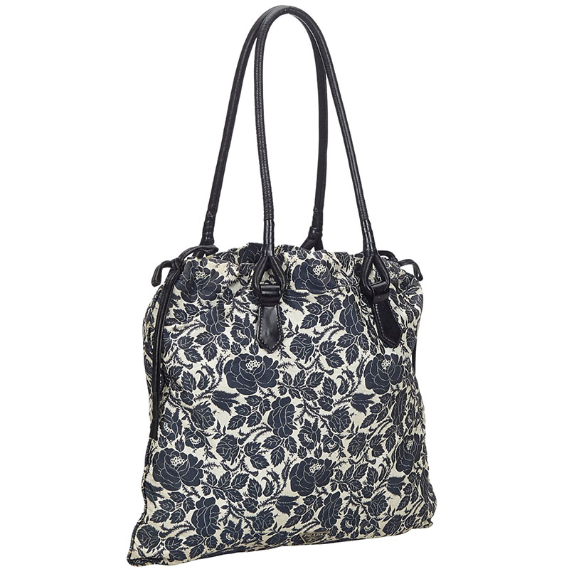 

Prada Blue Printed Stampato Canvas Drawstring Tote Bag