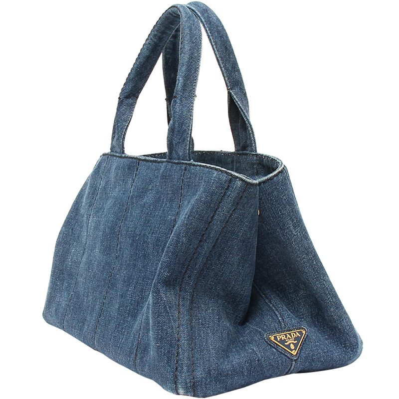 

Prada Blue Denim Canapa Tote Bag