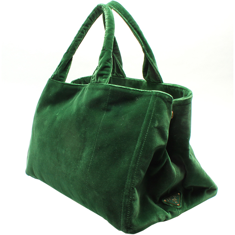 

Prada Green Suede Canapa Tote Bag