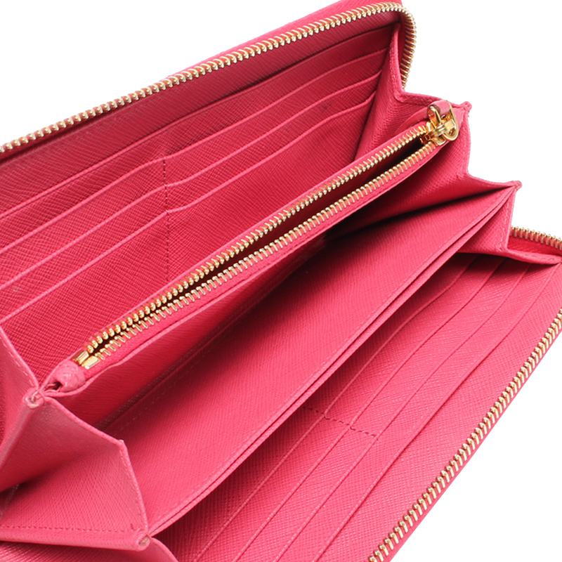 

Prada Pink Saffiano Leather Zip Around Wallet