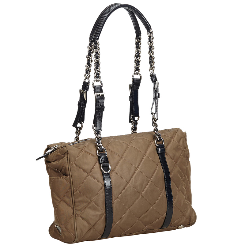 

Prada Brown Quilted Tessuto Nylon Chain Shoulder Bag