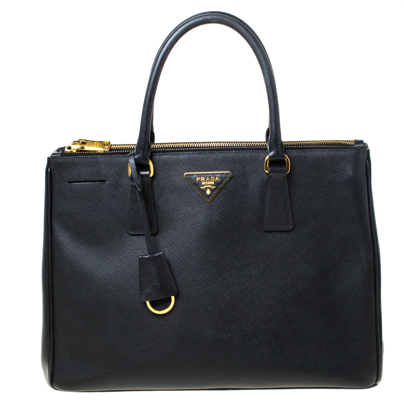 Prada Black Saffiano Leather Medium Double Zip Tote Prada | The Luxury ...