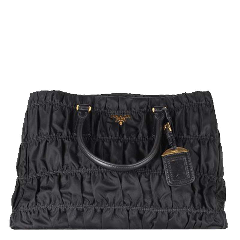 Pre-owned Prada Black Tessuto Gaufre Nylon Tote Bag