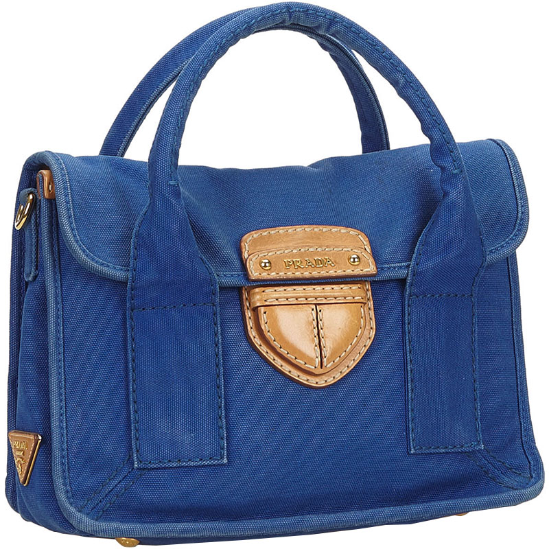 

Prada Blue Canvas Satchel