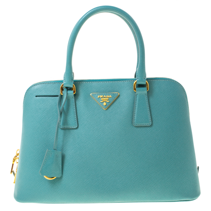 Pre Owned Prada Mint Green Saffiano Lux Leather Small Promenade Tote