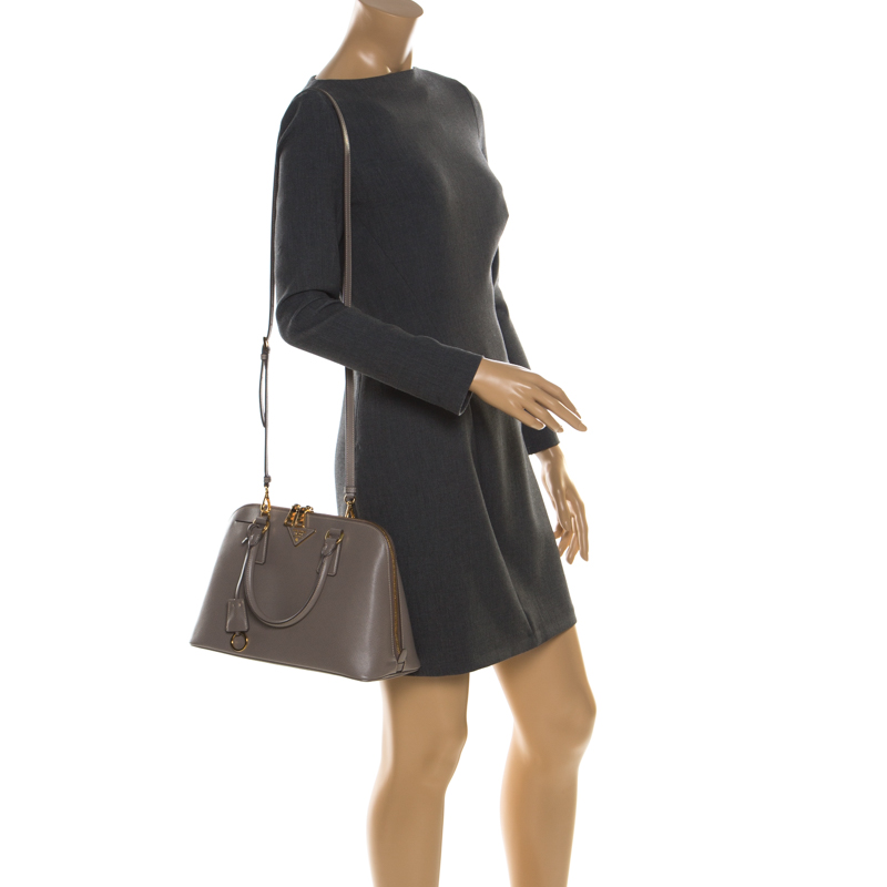 

Prada Taupe Saffiano Lux Leather Promenade Bag, Grey