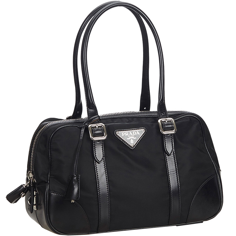 

Prada Black Nylon And Leather Satchel Bag