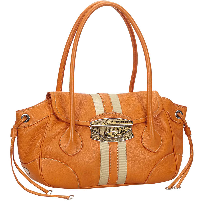 

Prada Orange Leather Satchel