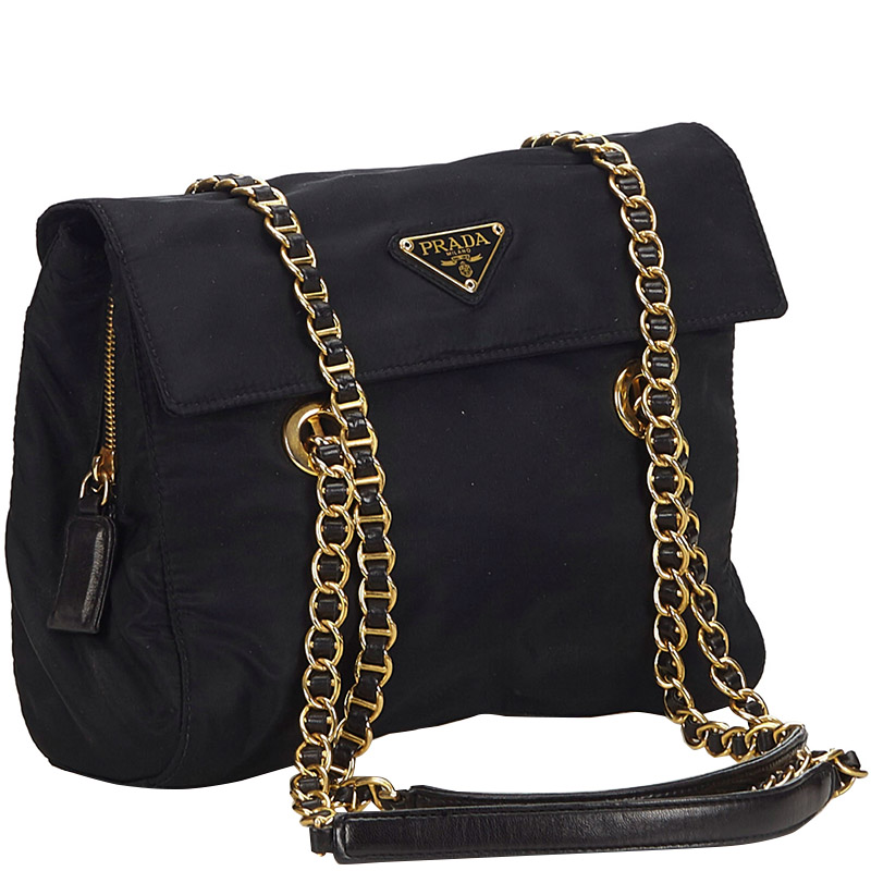 

Prada Black Nylon Chain Shoulder Bag
