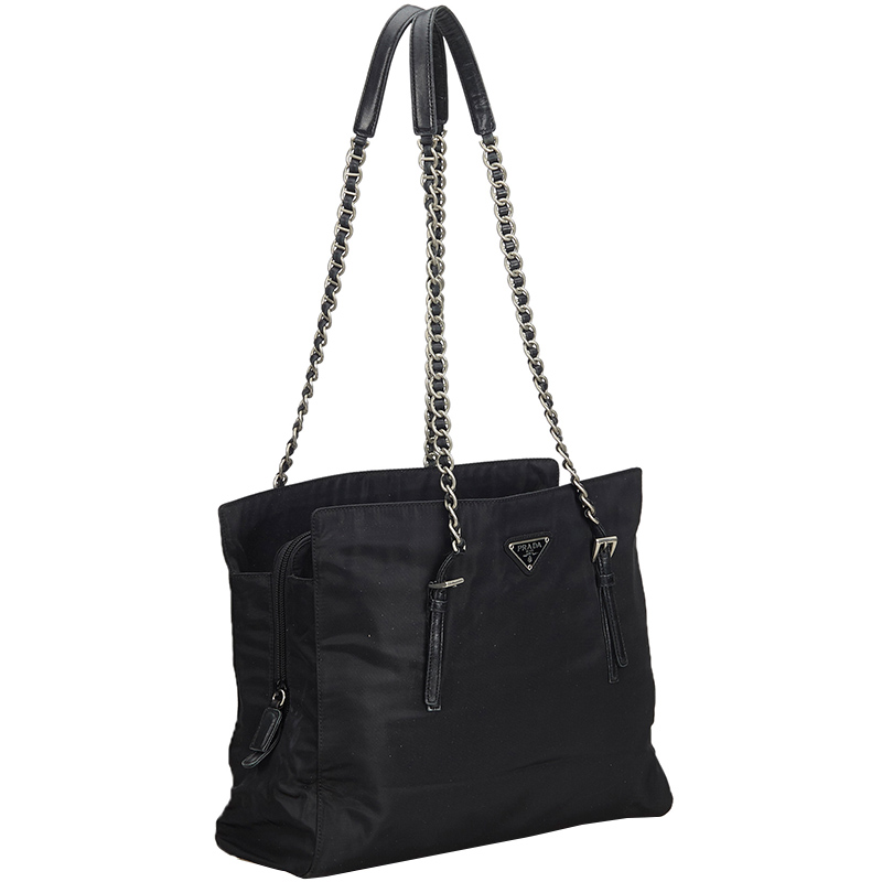

Prada Black Nylon Chain Shoulder Bag