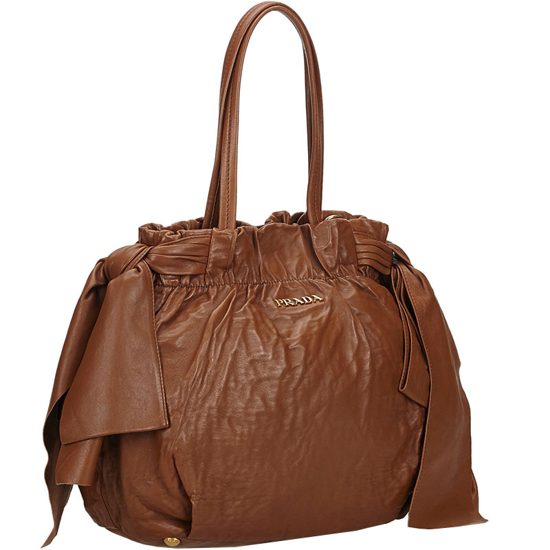 

Prada Brown Leather Bow Satchel