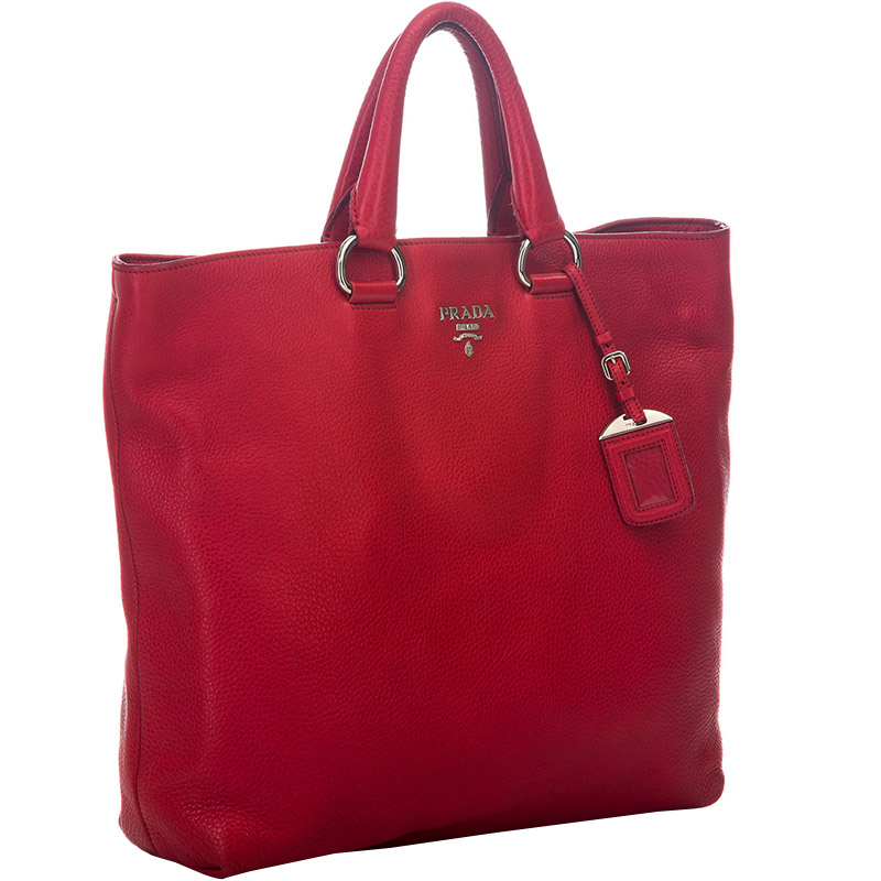 

Prada Red Vitello Daino Leather Satchel