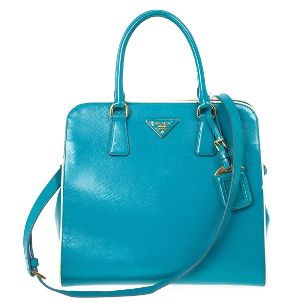 Pre Owned Prada Saffiano Framed Top Handle Bag