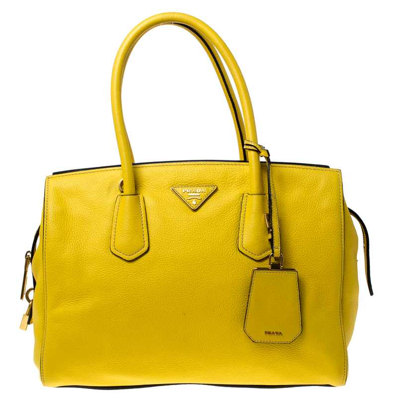 مملوكة مسبقًا Prada Yellow Vitello Diano Leather Satchel