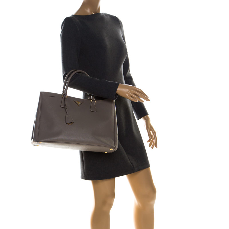 

Prada Grey Saffiano Lux Leather  Gardener's Tote