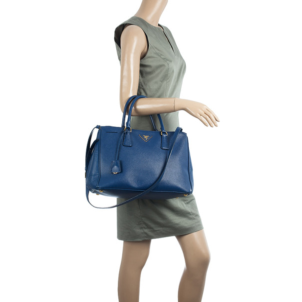 

Prada Blue Saffiano Lux Double-zip Tote Bag