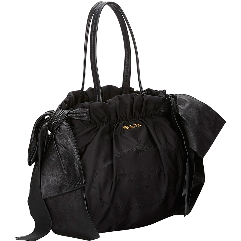 

Prada Black Tessuto Nylon Bow Everyday Bag