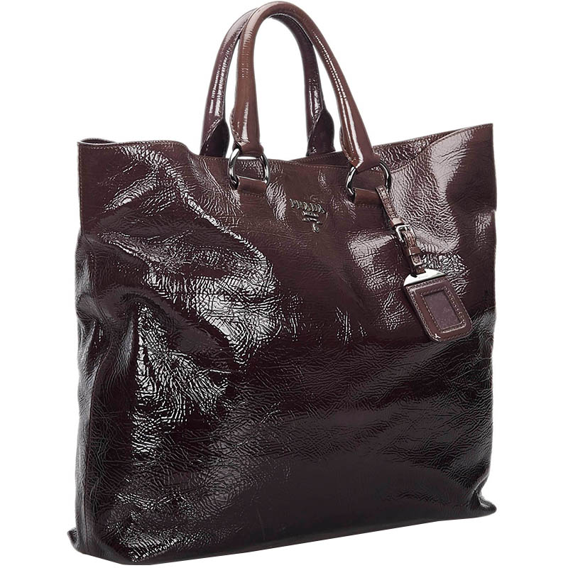 

Prada Purple Patent Leather Vernice Tote Bag