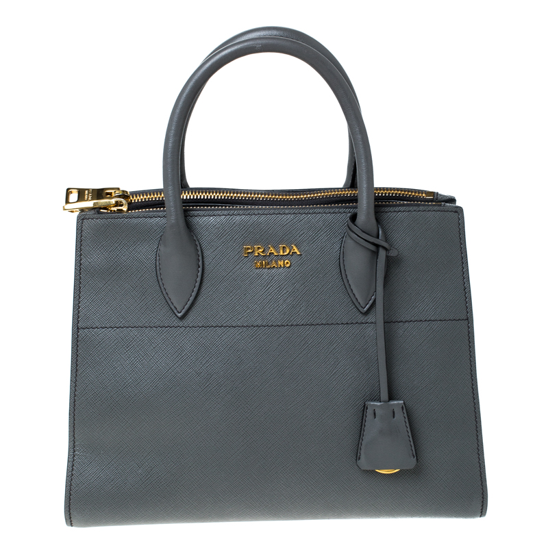 Pre Owned Prada Grey Saffiano Leather Esplanade Tote 