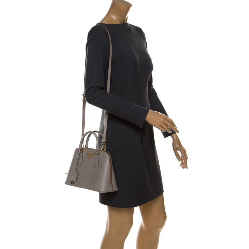 

Prada Grey Saffiano Lux Leather Small Promenade Crossbody Bag