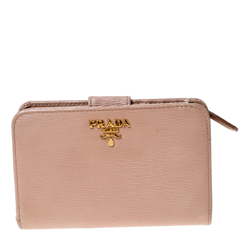 Prada Beige Leather Compact Wallet Prada | The Luxury Closet
