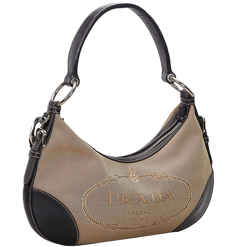 

Prada Brown/Beige Canapa Canvas Shoulder Bag