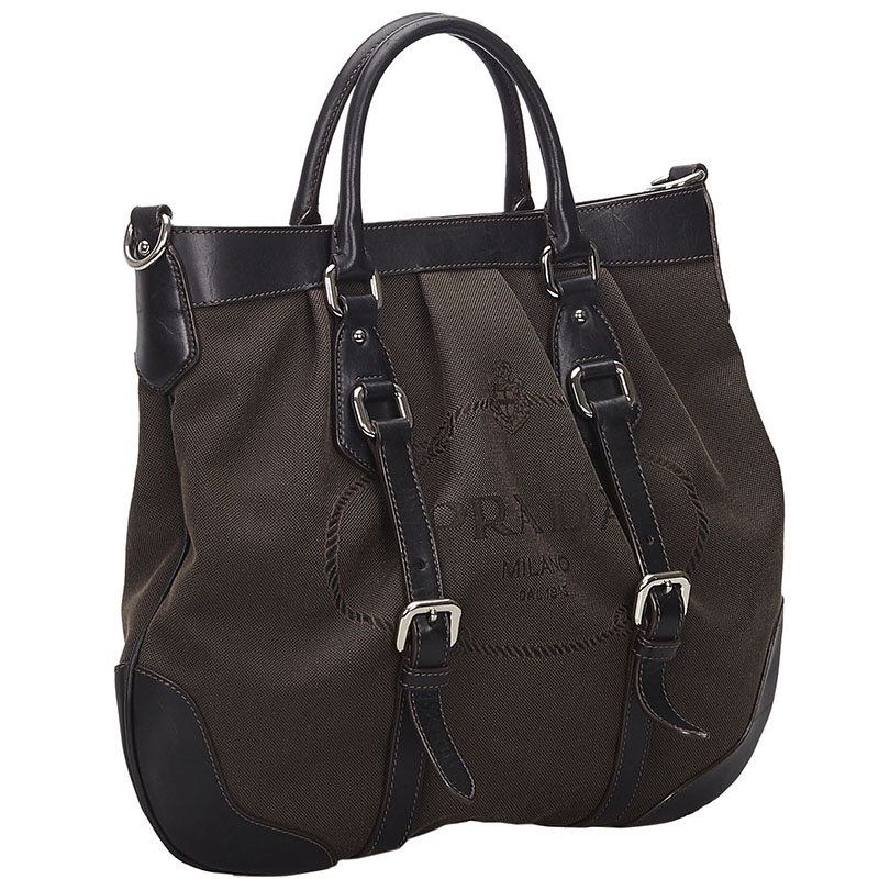 

Prada Black Canapa Canvas Shoulder Bag