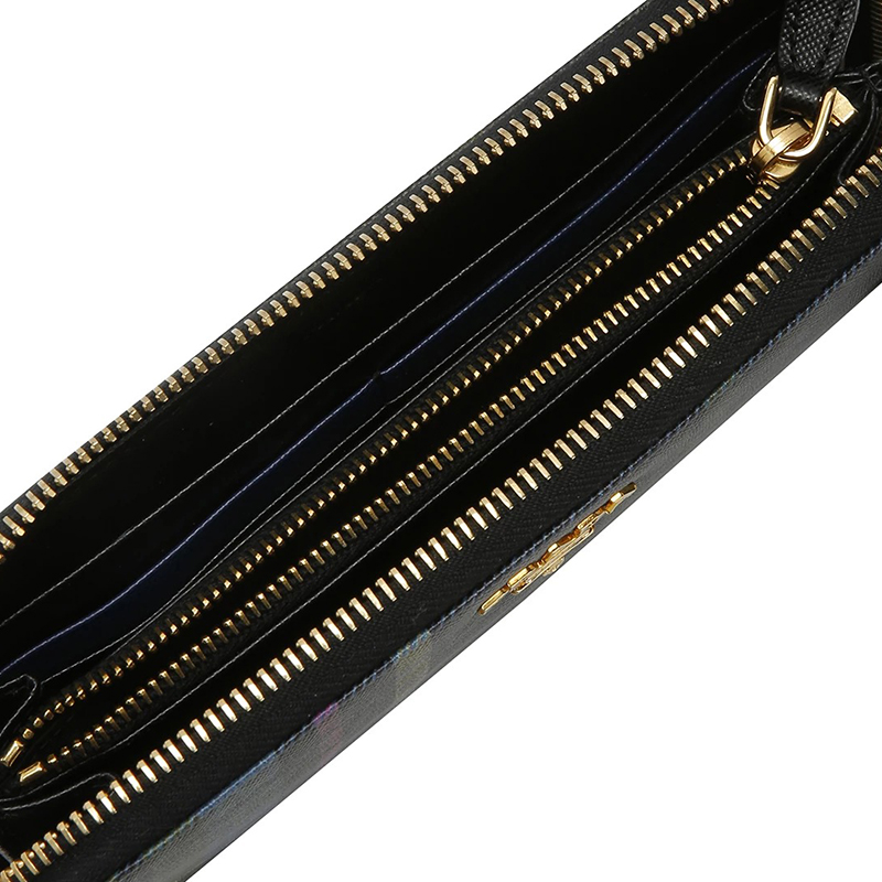 

Prada Multicolor Saffiano Leather Check Zip Around Wallet