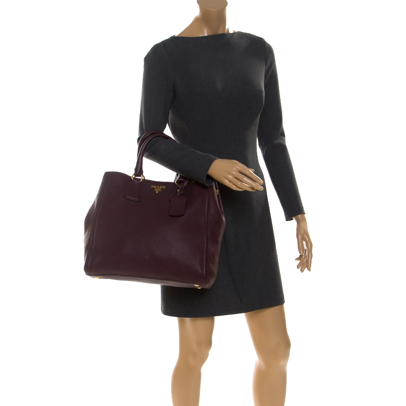

Prada Burgundy Vitello Daino Leather Tote