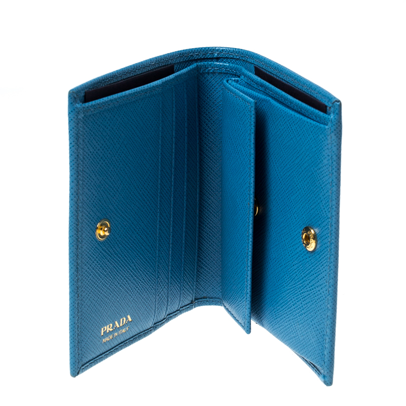 

Prada Sky Blue Saffiano Lux Leather Bifold Wallet