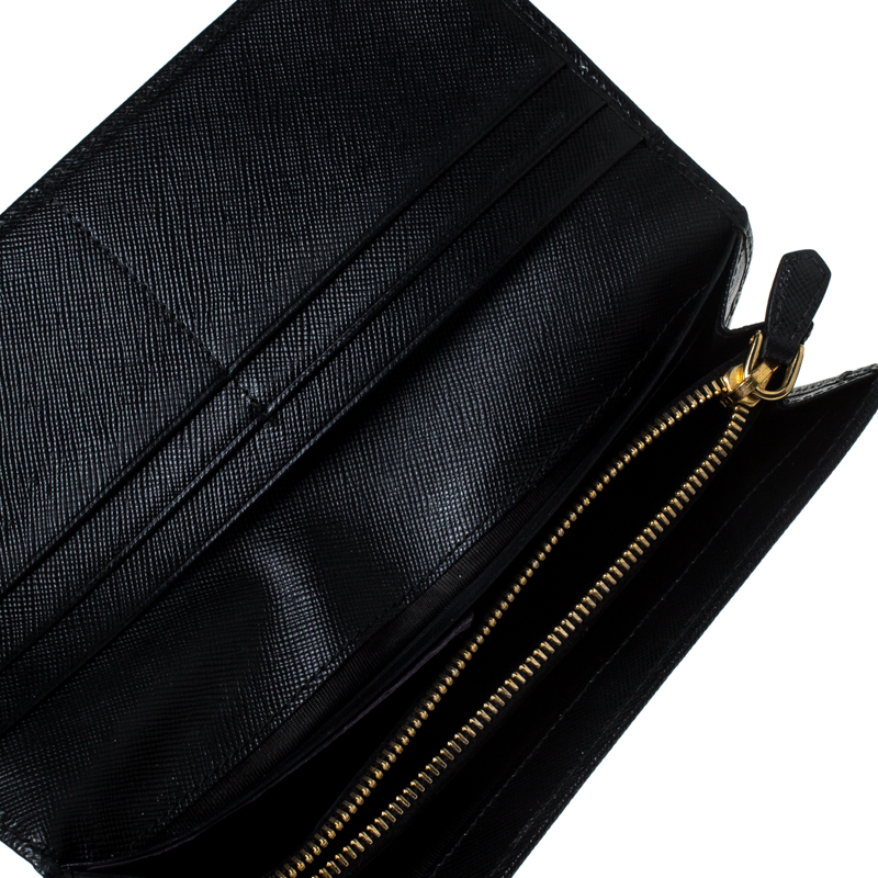 

Prada Black Saffiano Lux Leather Continental Wallet