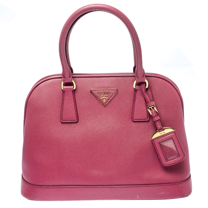Pre Owned Prada Coral Pink Saffiano Leather Open Promenade Satchel