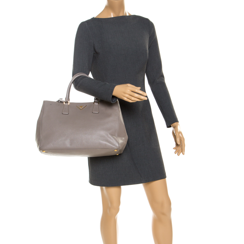 

Prada Grey Saffiano Lux Leather  Gardener's Tote
