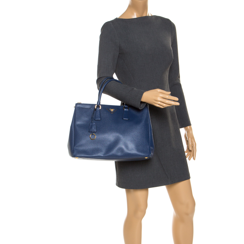 

Prada Blue Saffiano Lux Leather  Double Zip Tote