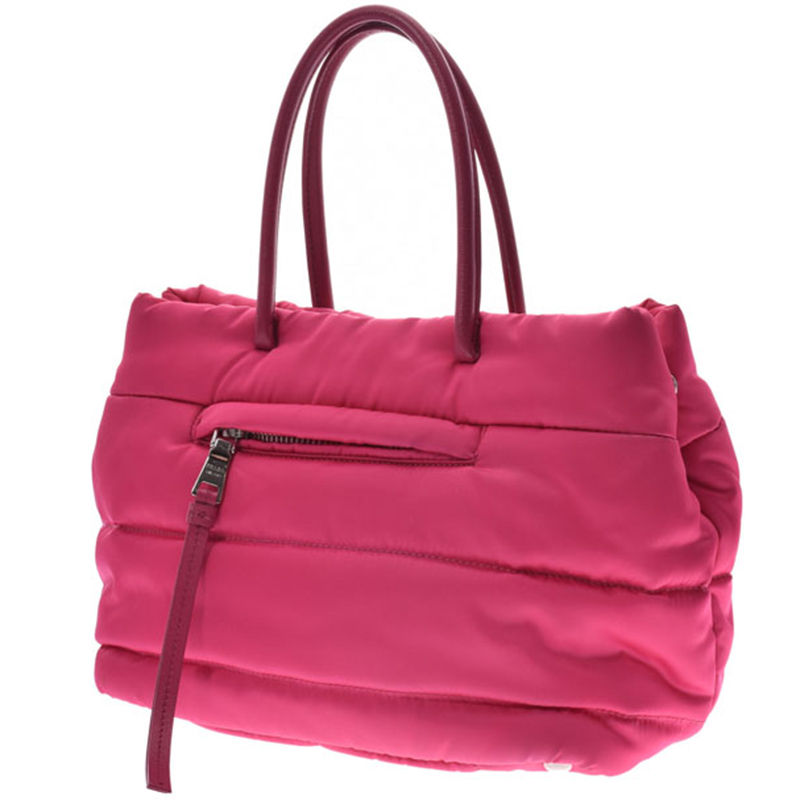 

Prada Pink Tessuto Nylon Bomber Small Tote Bag