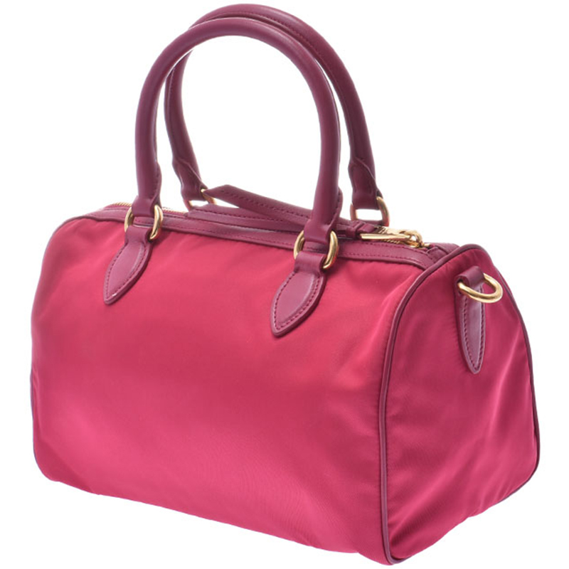 

Prada Pink Nylon Leather Mini Boston Bag