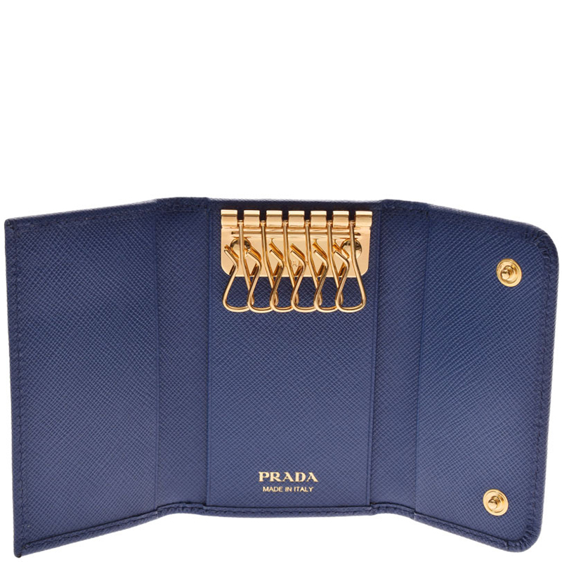 

Prada Navy Saffiano Leather 6 Key Case, Blue