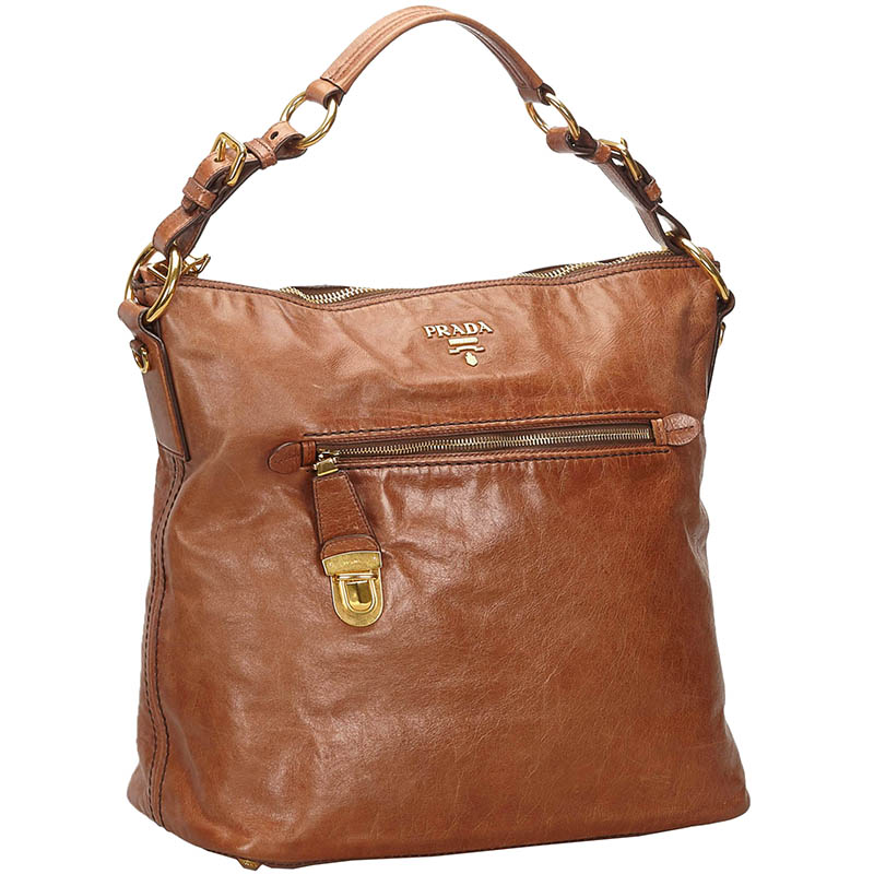 

Prada Brown Leather Shoulder Bag
